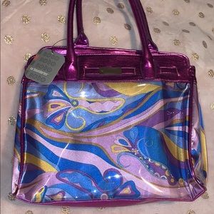 brand new satin under glass tote